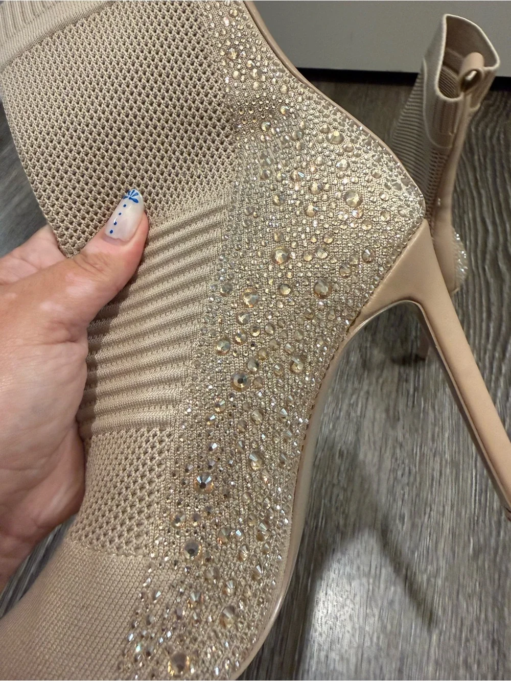 Steve Madden Women's Beige Knit Pointed-Toe Sock Booties